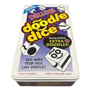 Doodle Dice Deluxe Game Jax 2005 Extra Doodles - Tin  English & Spanish Complete